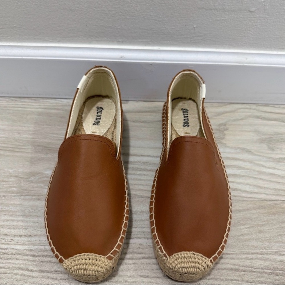 Soludos Tan Leather Espadrille Loafers